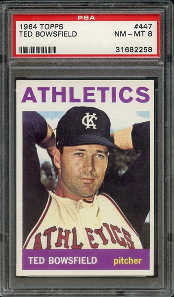 1964 TOPPS 447 TED BOWSFIELD PSA NM-MT 8