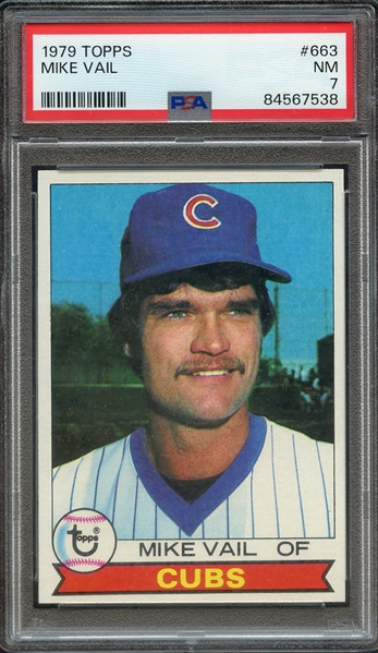 1979 TOPPS 663 MIKE VAIL PSA NM 7
