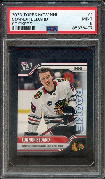 2023 TOPPS NOW NHL STICKERS 1 CONNOR BEDARD STICKERS PSA MINT 9