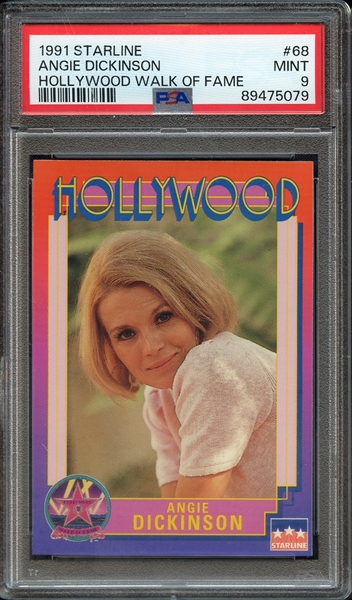 1991 STARLINE HOLLYWOOD WALK OF FAME 68 ANGIE DICKINSON HOLLYWOOD WALK OF FAME PSA MINT 9