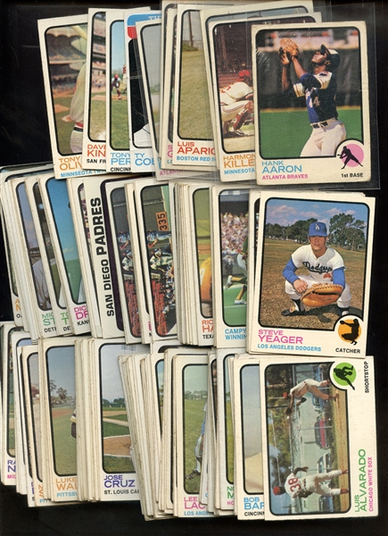 (190) 1973 TOPPS BASEBALL LOT W/HOFERS AND 41 HIGH NUMBERS