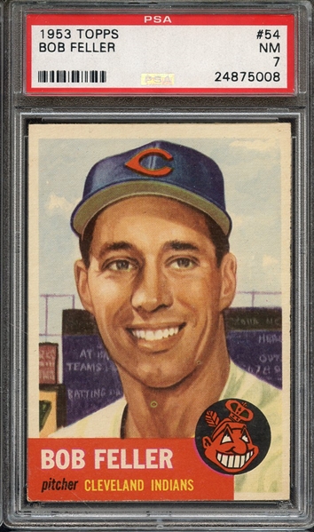 1953 TOPPS 54 BOB FELLER PSA NM 7