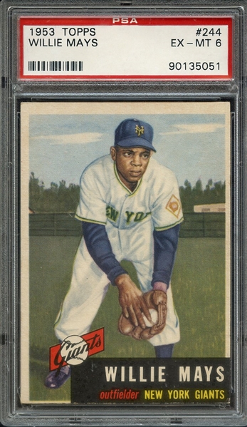 1953 TOPPS 244 WILLIE MAYS PSA EX-MT 6