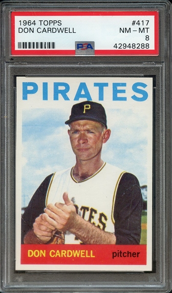 1964 TOPPS 417 DON CARDWELL PSA NM-MT 8