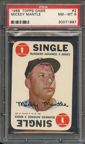 1968 TOPPS GAME 2 MICKEY MANTLE PSA NM-MT 8