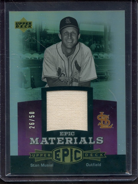 2006 UPPER DECK EPIC MATERIALS STAN MUSIAL GAME USED JERSEY 26/50