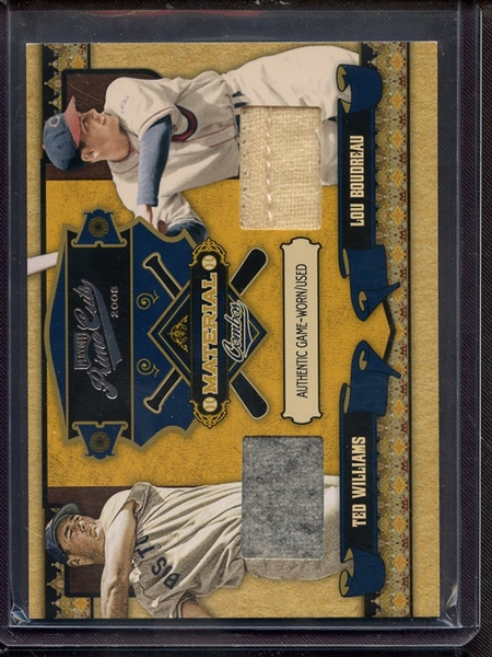 2008 PLAYOFF PRIME CUTS TED WILLIAMS LOU BOUDREAU GAME USED JERSEY 36/99