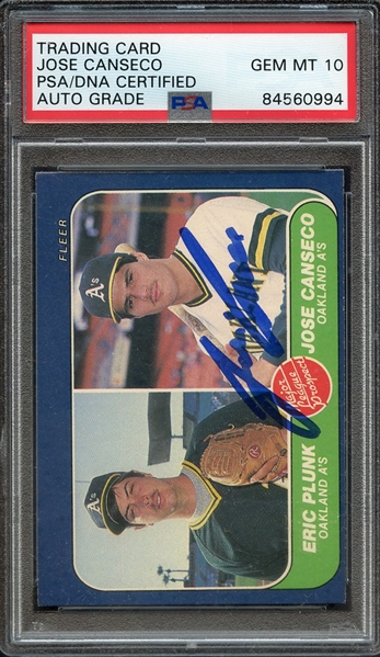1986 FLEER 649 SIGNED JOSE CANSECO PSA/DNA AUTO 10