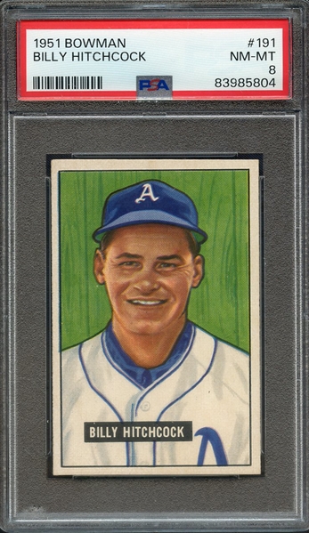 1951 BOWMAN 191 BILLY HITCHCOCK PSA NM-MT 8