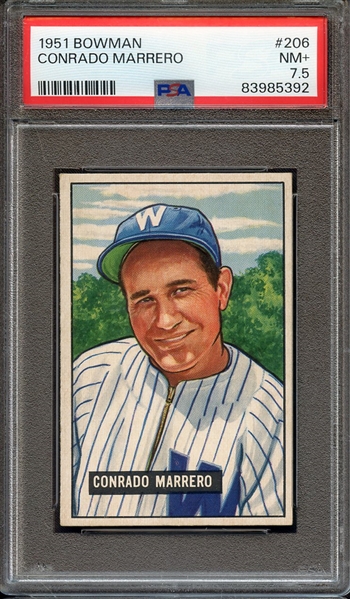 1951 BOWMAN 206 CONRADO MARRERO PSA NM+ 7.5