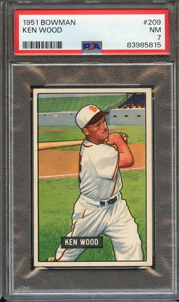 1951 BOWMAN 209 KEN WOOD PSA NM 7