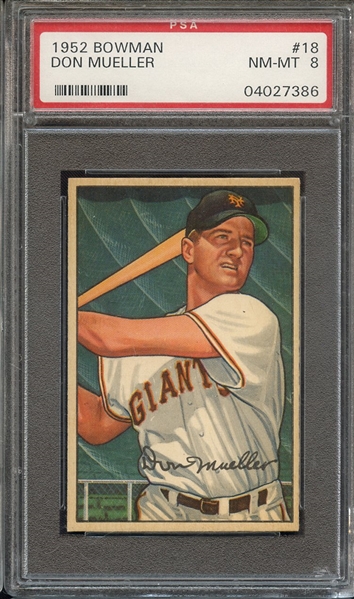 1952 BOWMAN 18 DON MUELLER PSA NM-MT 8