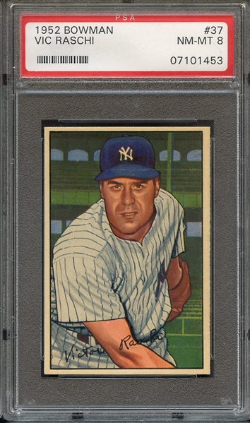 1952 BOWMAN 37 VIC RASCHI PSA NM-MT 8