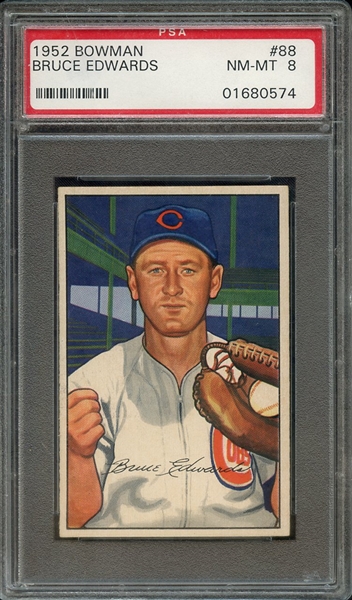 1952 BOWMAN 88 BRUCE EDWARDS PSA NM-MT 8