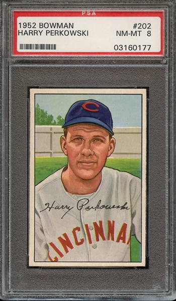 1952 BOWMAN 202 HARRY PERKOWSKI PSA NM-MT 8