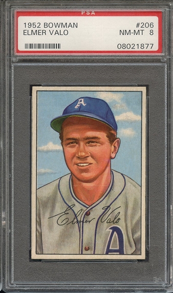 1952 BOWMAN 206 ELMER VALO PSA NM-MT 8