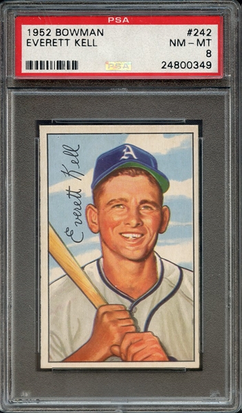 1952 BOWMAN 242 EVERETT KELL PSA NM-MT 8