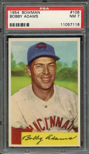 1954 BOWMAN 108 BOBBY ADAMS PSA NM 7