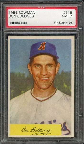 1954 BOWMAN 115 DON BOLLWEG PSA NM 7