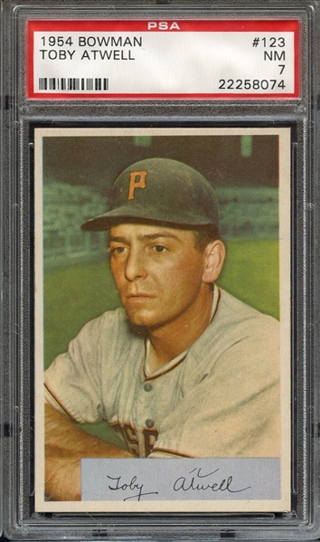 1954 BOWMAN 123 TOBY ATWELL PSA NM 7