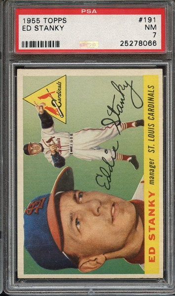 1955 TOPPS 191 ED STANKY PSA NM 7