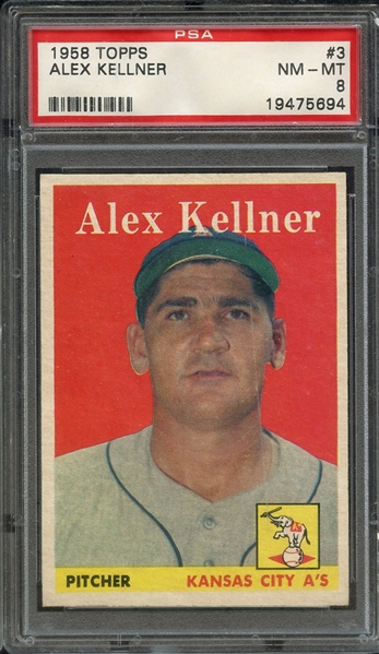 1958 TOPPS 3 ALEX KELLNER PSA NM-MT 8