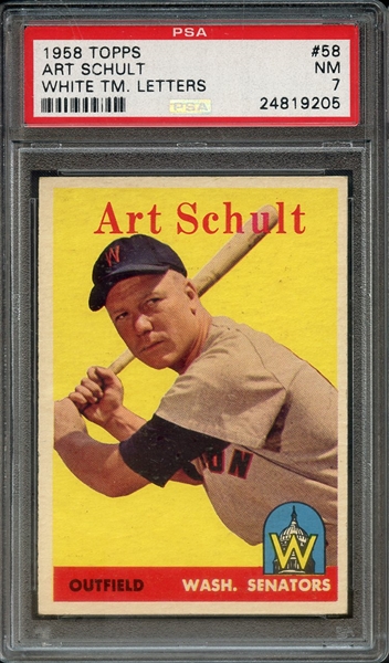 1958 TOPPS 58 ART SCHULT PSA NM 7