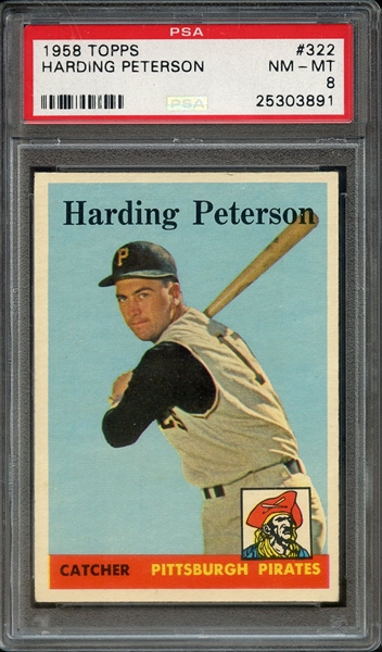 1958 TOPPS 322 HARDING PETERSON PSA NM-MT 8