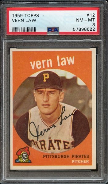 1959 TOPPS 12 VERN LAW PSA NM-MT 8