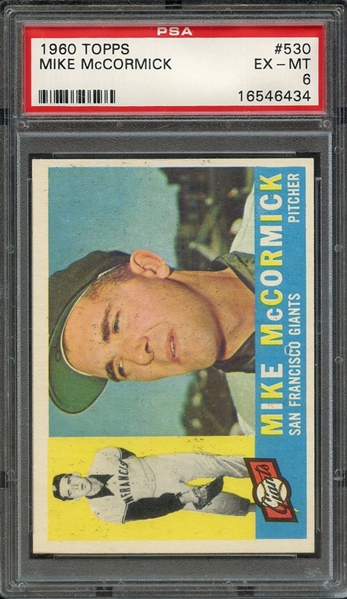 1960 TOPPS 530 MIKE McCORMICK PSA EX-MT 6