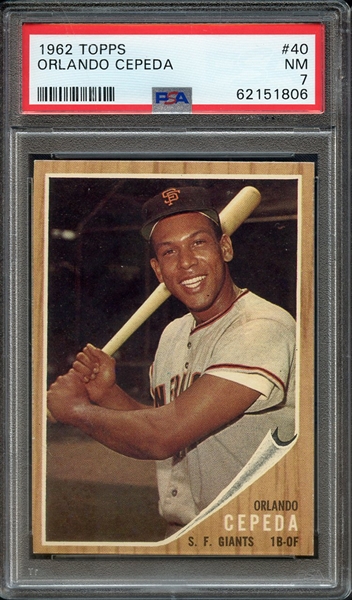 1962 TOPPS 40 ORLANDO CEPEDA PSA NM 7