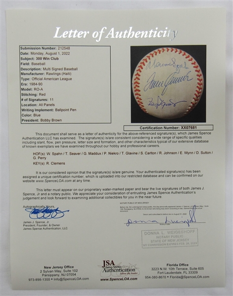 300 Wins Club Signed Baseball Tom Seaver Greg Maddux Randy Johnson +8 JSA XX07681