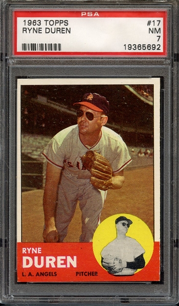 1963 TOPPS 17 RYNE DUREN PSA NM 7