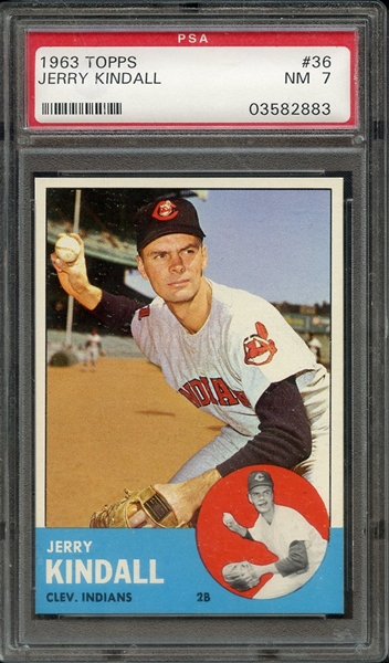 1963 TOPPS 36 JERRY KINDALL PSA NM 7