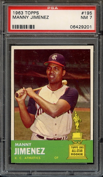 1963 TOPPS 195 MANNY JIMENEZ PSA NM 7