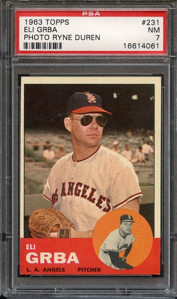 1963 TOPPS 231 ELI GRBA PHOTO RYNE DUREN PSA NM 7