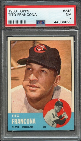 1963 TOPPS 248 TITO FRANCONA PSA NM 7