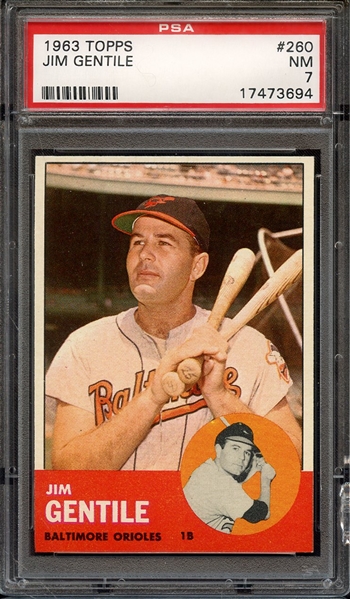 1963 TOPPS 260 JIM GENTILE PSA NM 7