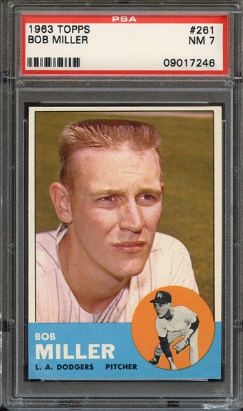 1963 TOPPS 261 BOB MILLER PSA NM 7