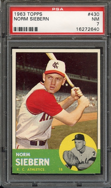 1963 TOPPS 430 NORM SIEBERN PSA NM 7