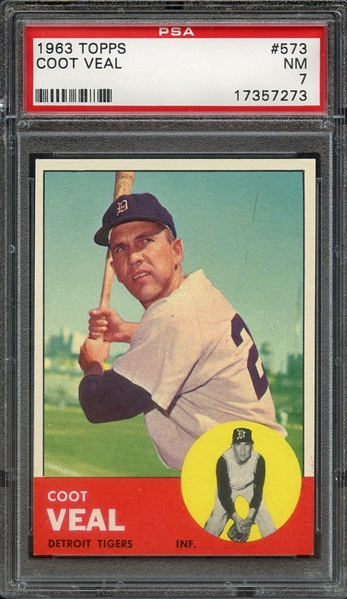 1963 TOPPS 573 COOT VEAL PSA NM 7