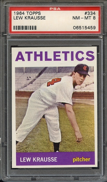 1964 TOPPS 334 LEW KRAUSSE PSA NM-MT 8