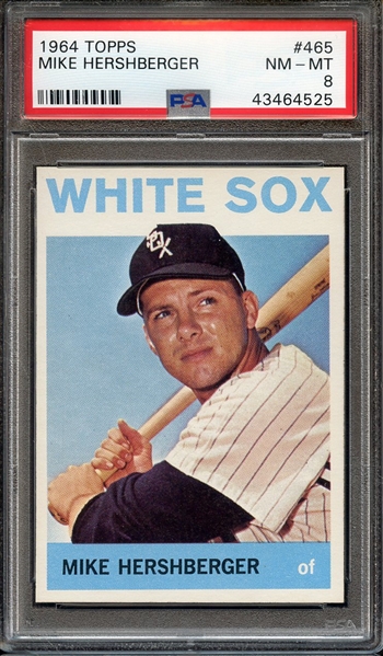 1964 TOPPS 465 MIKE HERSHBERGER PSA NM-MT 8