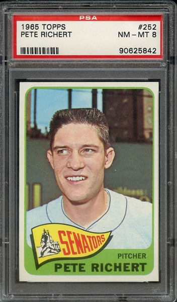 1965 TOPPS 252 PETE RICHERT PSA NM-MT 8