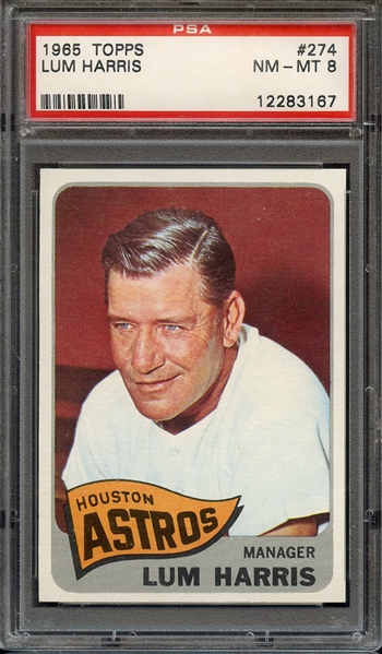 1965 TOPPS 274 LUM HARRIS PSA NM-MT 8