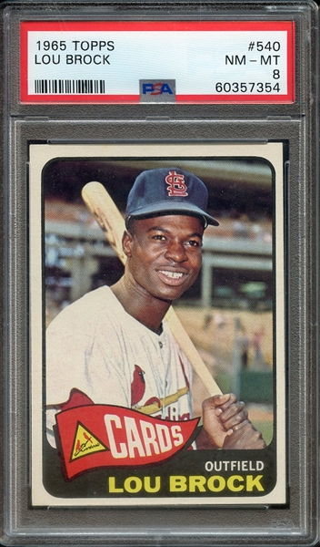 1965 TOPPS 540 LOU BROCK PSA NM-MT 8