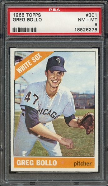 1966 TOPPS 301 GREG BOLLO PSA NM-MT 8