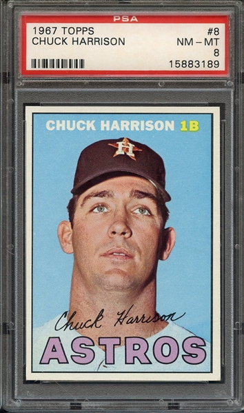 1967 TOPPS 8 CHUCK HARRISON PSA NM-MT 8