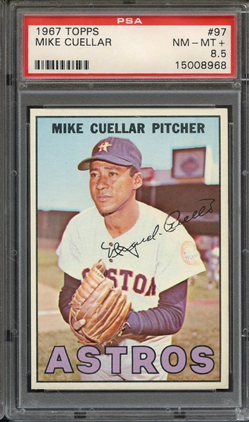 1967 TOPPS 97 MIKE CUELLAR PSA NM-MT+ 8.5