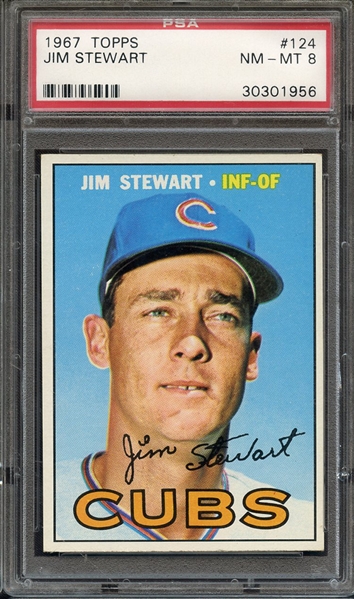 1967 TOPPS 124 JIM STEWART PSA NM-MT 8